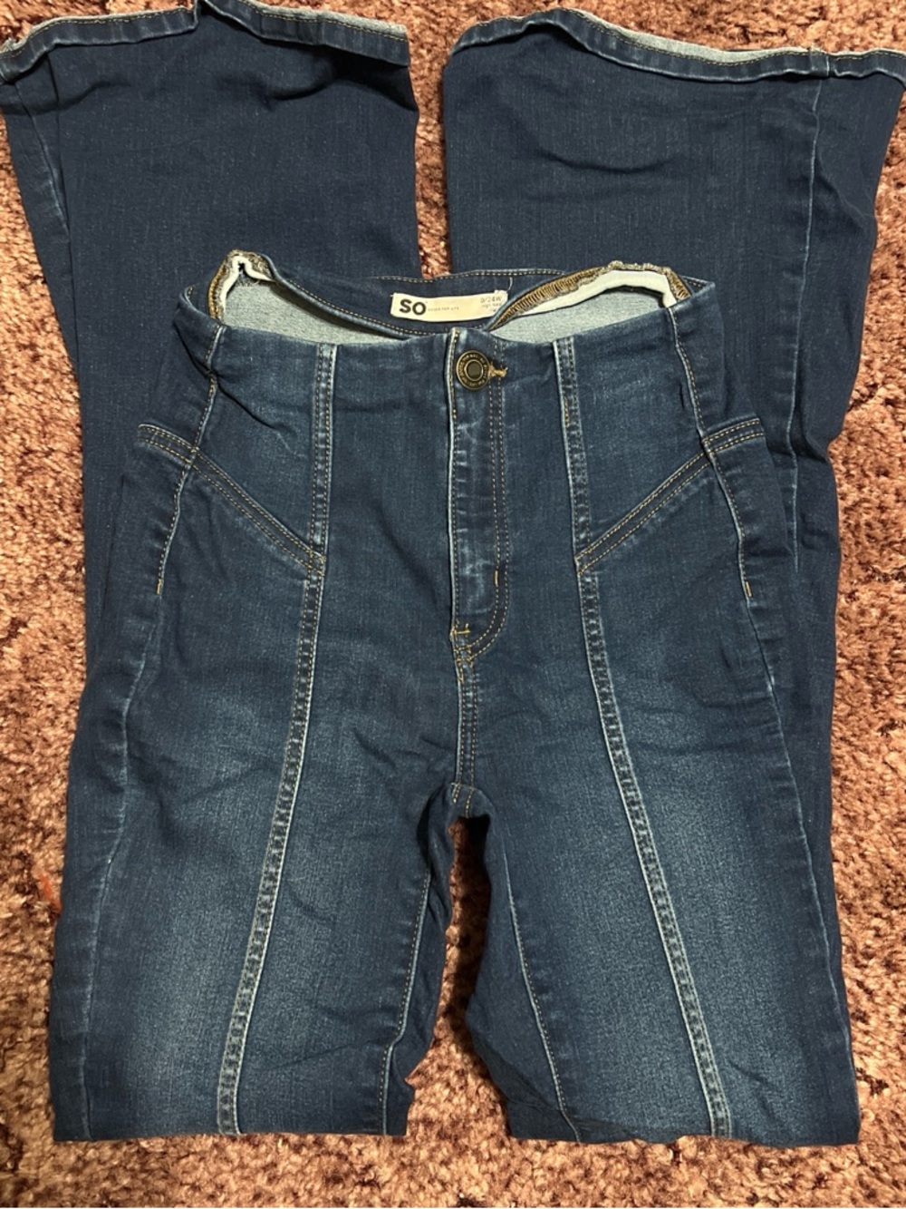 SO High-Rise Dark Blue Front-Seam Jeans